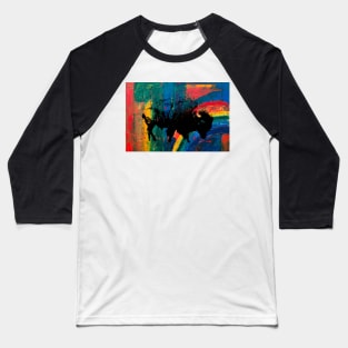 American Bison Stamp Art Painting Rainbow Baseball T-Shirt